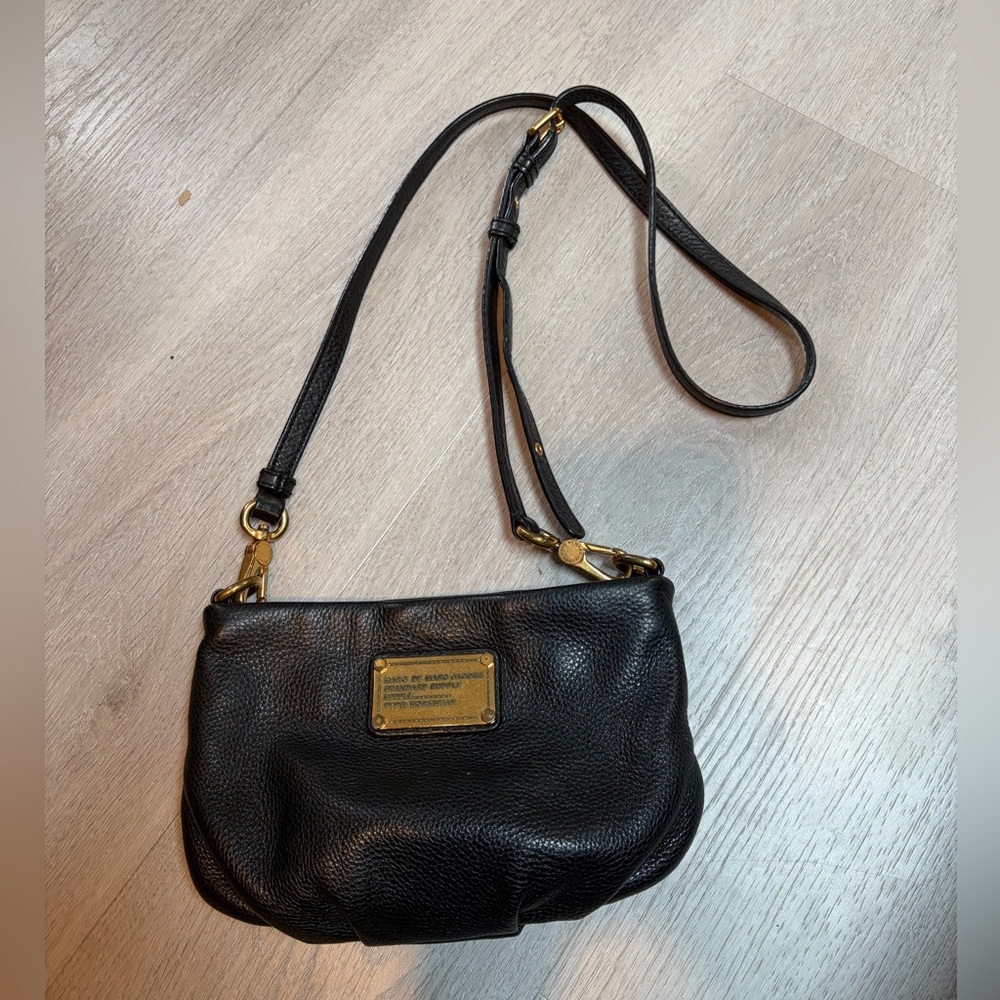 Marc By Marc Jacobs Black Crossbody Bag with Gold Accents